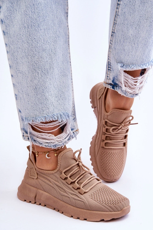 Damskie Wsuwane Buty Sportowe Sneakersy Ciemnobeżowe Rosett