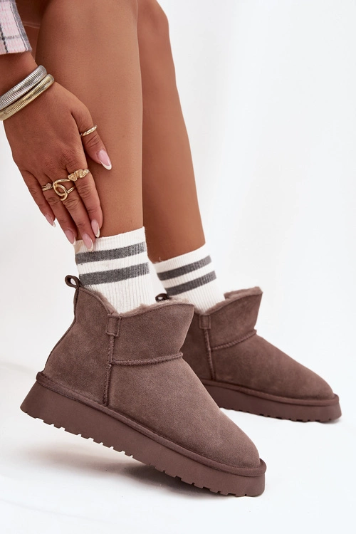 Śniegowce Z Naturalnego Zamszu Ocieplane Futerkiem Vinceza 97961 Brązowe