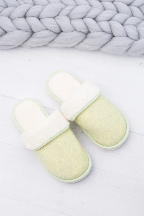 Damskie Klapki Domowe Zielone Papcie Sleepy