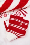Skarpetki Damskie Świąteczne Paski I Miś Czerwone