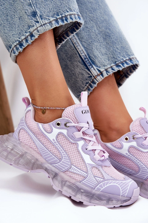 Skórzane Sneakersy Damskie GOE RR2N4081 Fioletowe