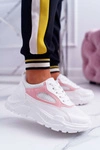 Sportowe Damskie Buty Gruba Podeszwa Biało Różowe HighStep