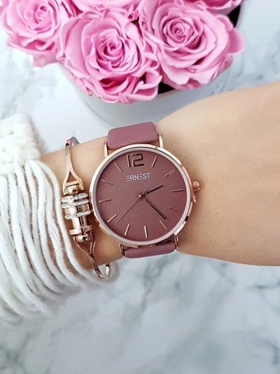 Damski Zegarek Ernest Claire Fioletowy Złota Koperta
