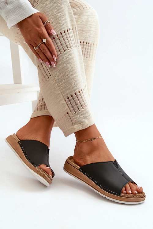 Wygodne Klapki Damskie Z Eko Skóry Inblu GS0003I1 Czarne