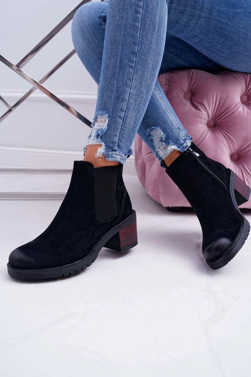 Botki Damskie Na Obcasie Sergio Leone Czarne BT702