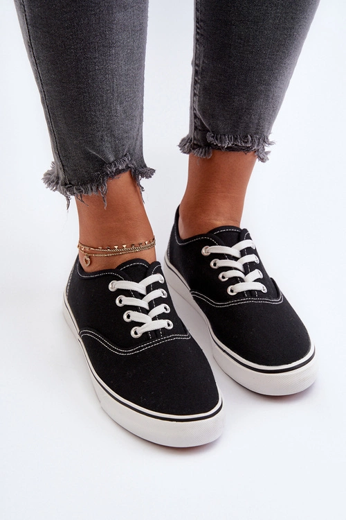 Tenisówki Trampki Damskie Klasyczne Czarne Olvali