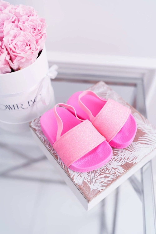 Dziecięce Klapki Dziewczęce Brokat Różowe Rimia