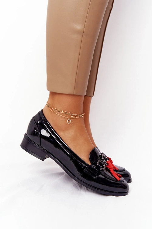 Eleganckie Damskie Mokasyny Vinceza 10585 Lakierowane Czarne