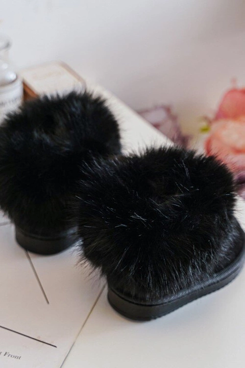 Dziecięce Ocieplane Botki Śniegowce Z Futerkiem Czarne Nohie