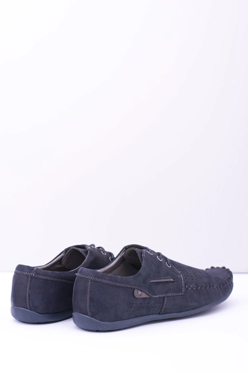 Granatowe Dziurkowane Mokasyny Męskie Emire