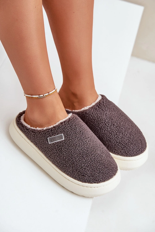 Ocieplane Kapcie Na Grubej Podeszwie Big Star MM274134 Ciemnoszare