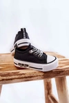 Dziecięce Skórzane Trampki BIG STAR KK374041 Czarno-Białe