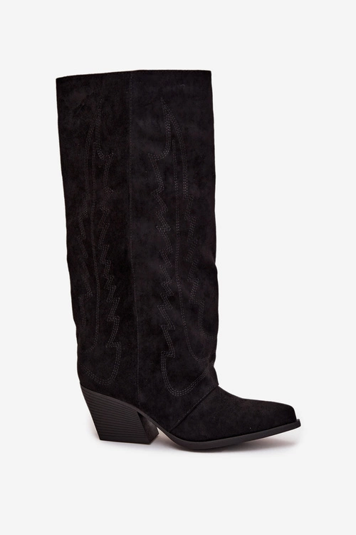 Kozaki Kowbojki Damskie Na Zamek Czarne Isalina