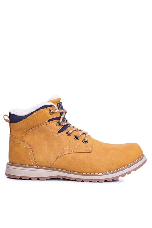 Ocieplane Męskie Buty Trekkingowe Z Polarem Camel Nuss