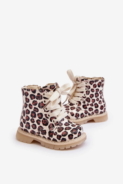 Ocieplane Botki Dziecięce Na Suwak Beżowo-Brązowe Dolida