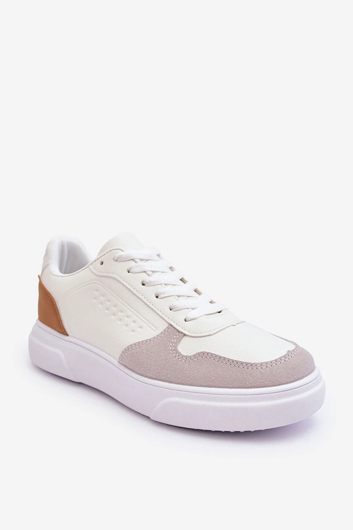 Męskie Buty Sportowe Sznurowane Białe Castiel