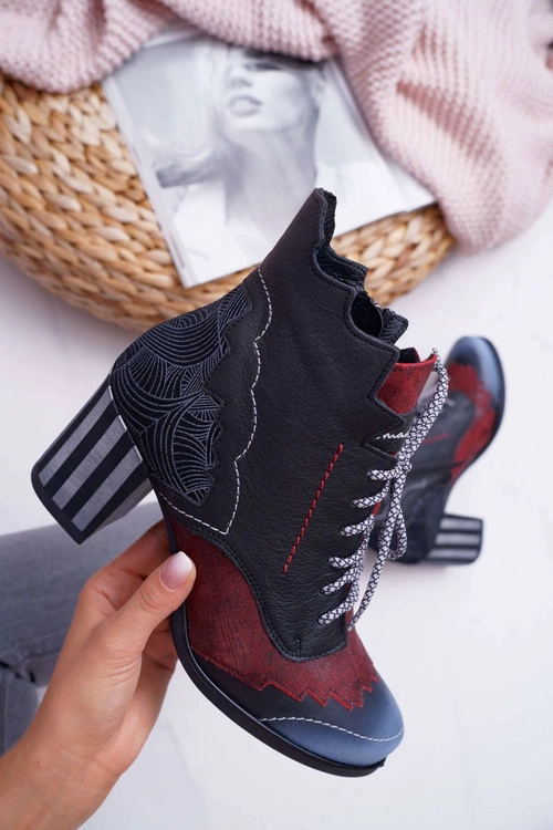 Botki Damskie Skórzane Trzewiki Maciejka Czarne 03190-01