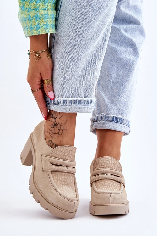 Zamszowe Półbuty Na Słupku I Platformie Jasnobeżowe Lemar Arabell