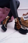 Damskie Botki Trapery Płaski Obcas W Panterkę Move On