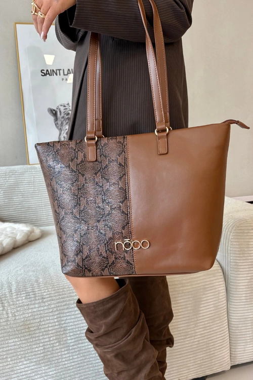 Torebka Shopperka Zwierzęcy Wzór NOBO BAG5740-M17 Brązowa