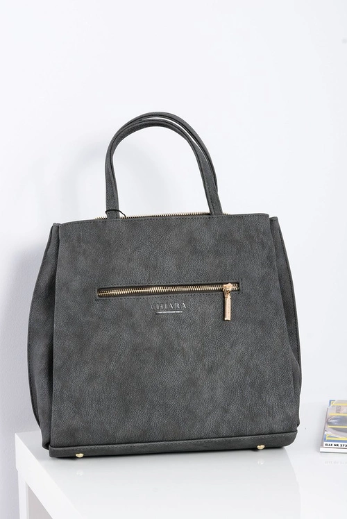 Duża Szara Torebka Damska + Saszetka + Lustereczko POLSKA