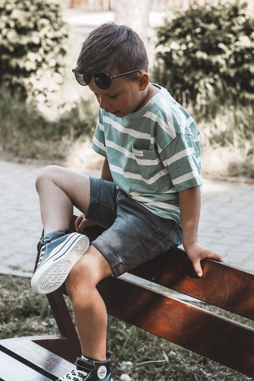 Dziecięce Skórzane Trampki Na Rzep Czarne Bruni