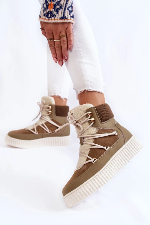 Damskie Botki Śniegowce La.Fi 280072KH-QN Brązowo-Zielone