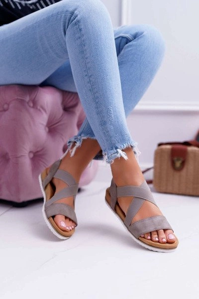 Sandały Damskie Z Gumkami Khaki Itako