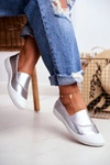 Trampki Slip On Wsuwane Tenisówki Srebrne Justy