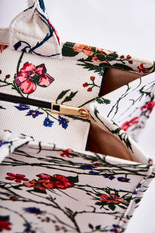 Duża Klasyczna Torebka W Print Biało-Pomarańczowa Micola