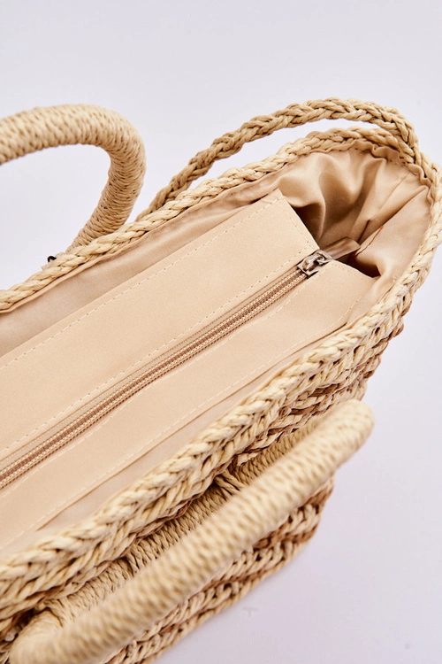 Modna Duża Torebka Na Zamek Beżowa