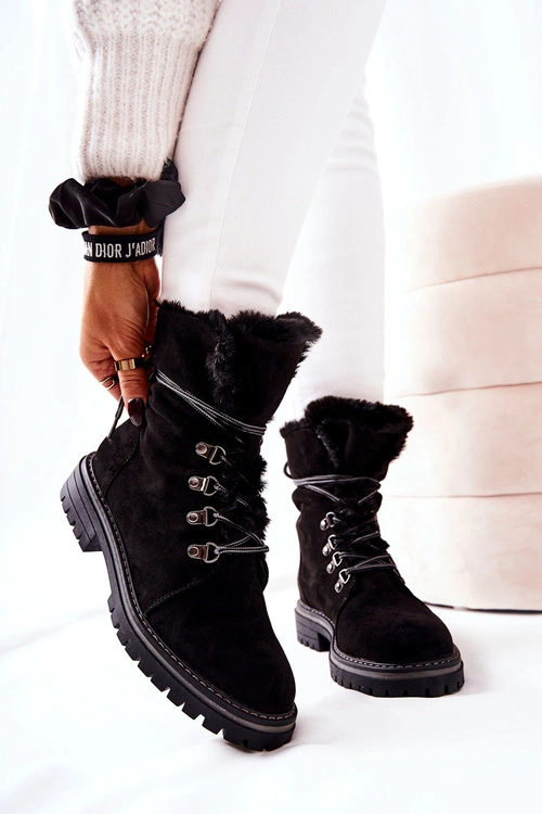 Botki Trapery Ocieplane Czarne Nelby