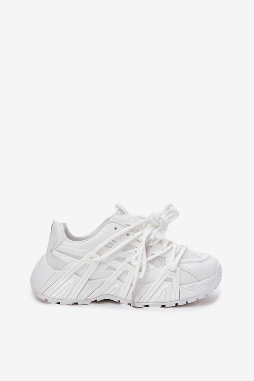 Sneakersy Damskie Z Podwójnym Sznurowaniem Białe Onivetta