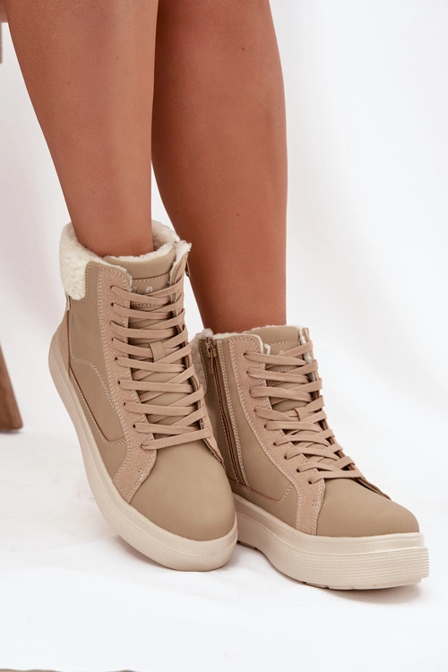 Buty Zimowe Damskie Z Kożuszkiem Lee Cooper LCJ-25-01-3736 Beżowe