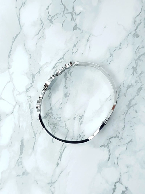 Damska Bransoleta Stalowa Perłowe Kamienie Srebrna Dione