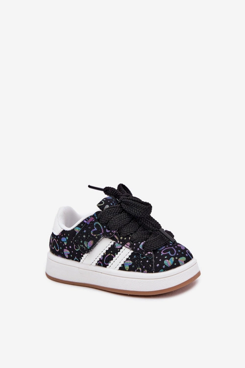 Buty Sportowe Sneakersy Dziecięce W Serduszka Czarne Mirelle