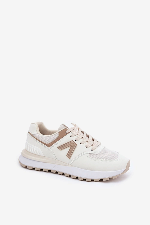 Buty Sportowe Damskie Z Eko Skóry Beżowe Berieta