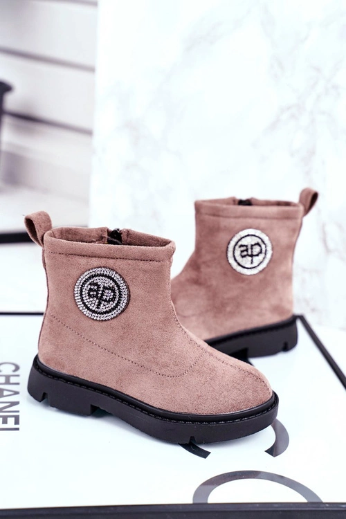 Dziecięce Botki Ocieplane Sztyblety Beżowe Alvin