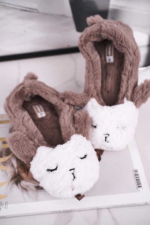 Papcie Damskie Futrzane Owieczki Brązowe Ben