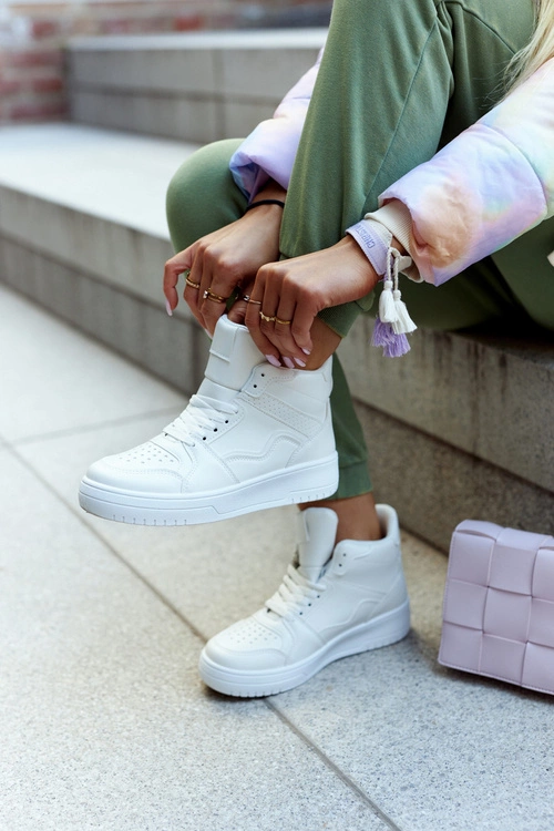 Wysokie Damskie Buty Sportowe Białe Megithoe