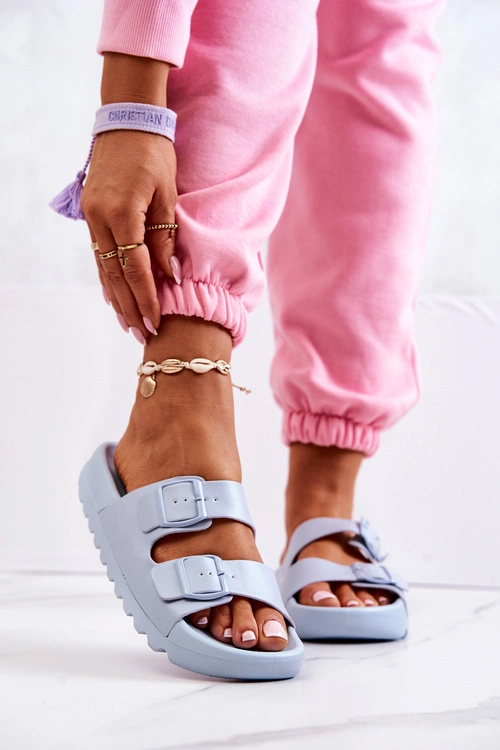 Gumowe Klapki Na Platformie Niebieskie Westie