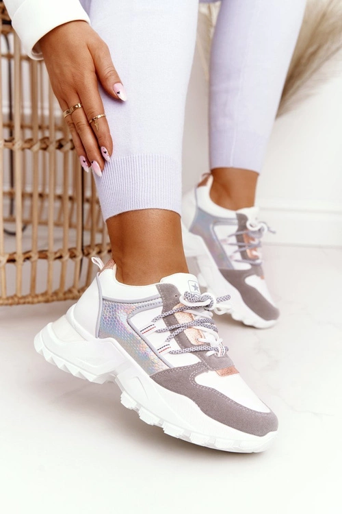 Damskie Sneakersy Na Masywnej Podeszwie Białe Power