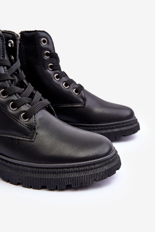 Skórzane Botki Dziecięce Ocieplane Big Star MM374152 Czarne