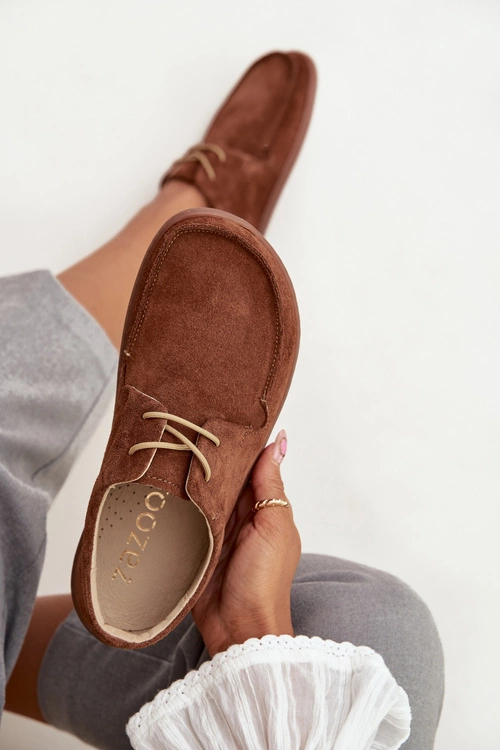 Półbuty Damskie Typu Barefoot Z Naturalnego Zamszu Zazoo 327 Brązowe