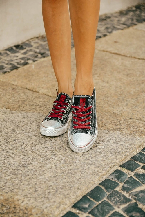 Big Star Czarne Posrebrzane Tenisówki Trampki BB274013