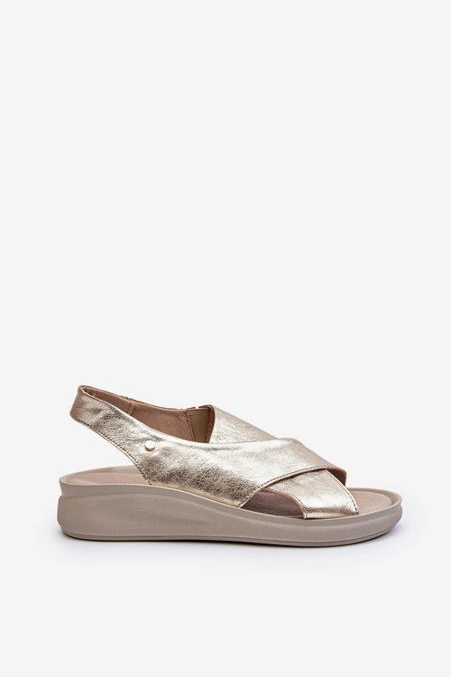 Zazoo 40392 Skórzane Sandały Damskie Złote