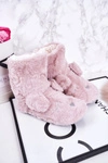 Dziecięce Papcie Ocieplane Kożuszkiem Pudrowy Róż Sleepyhead