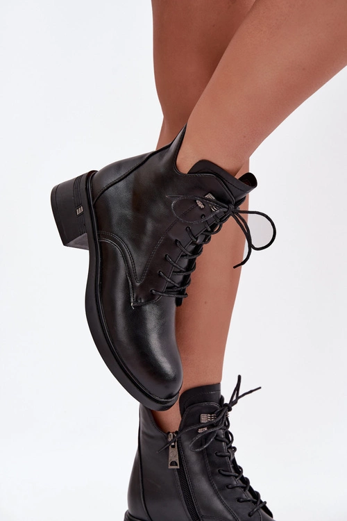 Ocieplane Botki Damskie Na Klocku Vinceza 58602 Czarne