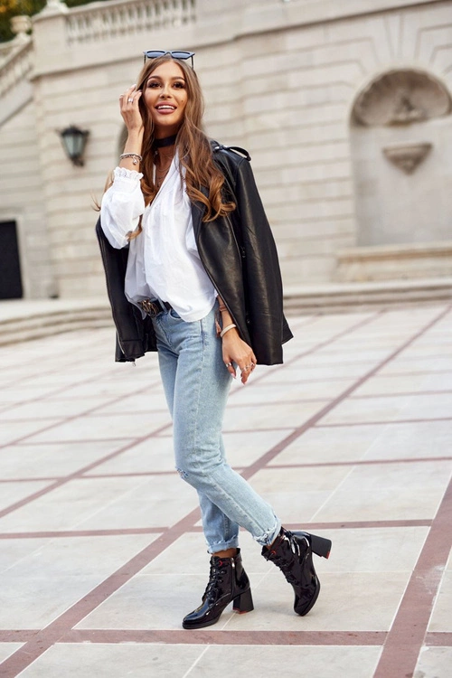 Damskie Botki Na Słupku Lakierowane Czarne Do It Better