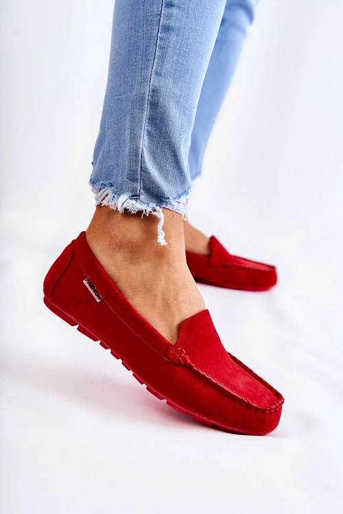 Zamszowe Mokasyny Damskie Czerwone Millare